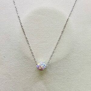 NWT Harriet Ave Iridescent Rhinestone Bead Silver Tone Chain Necklace